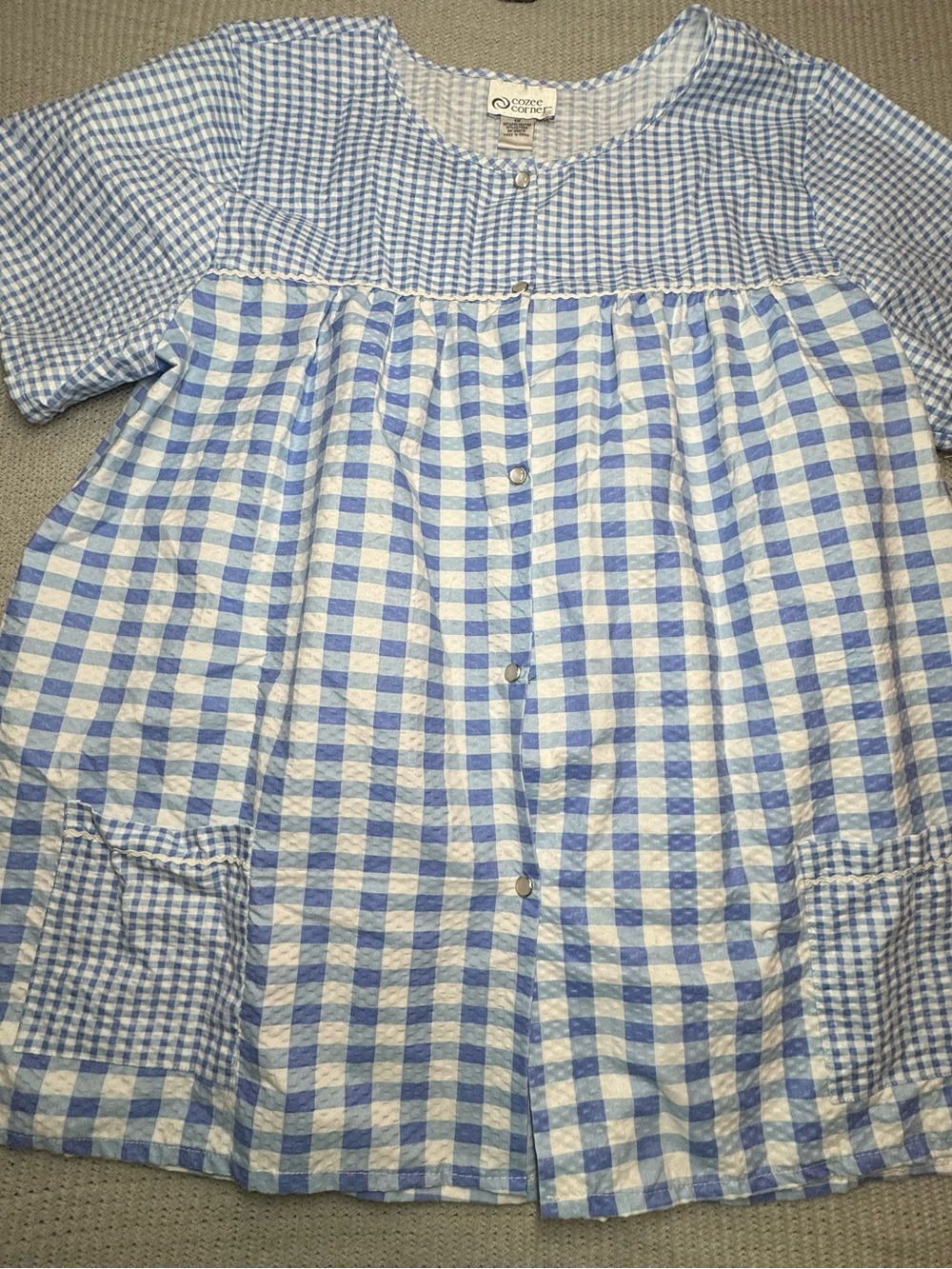 Cozy Cottage Blue Gingham Women’s Dressing Gown